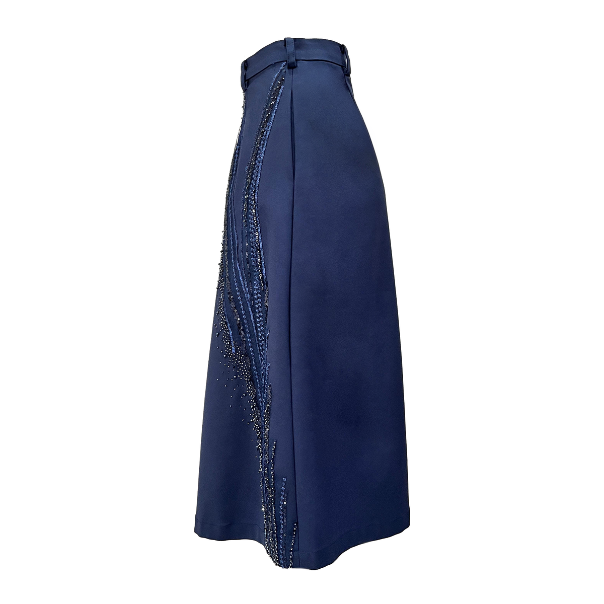 Signature Navy A-line medium skirt with sequin - 2MADISONAVENUE.COM