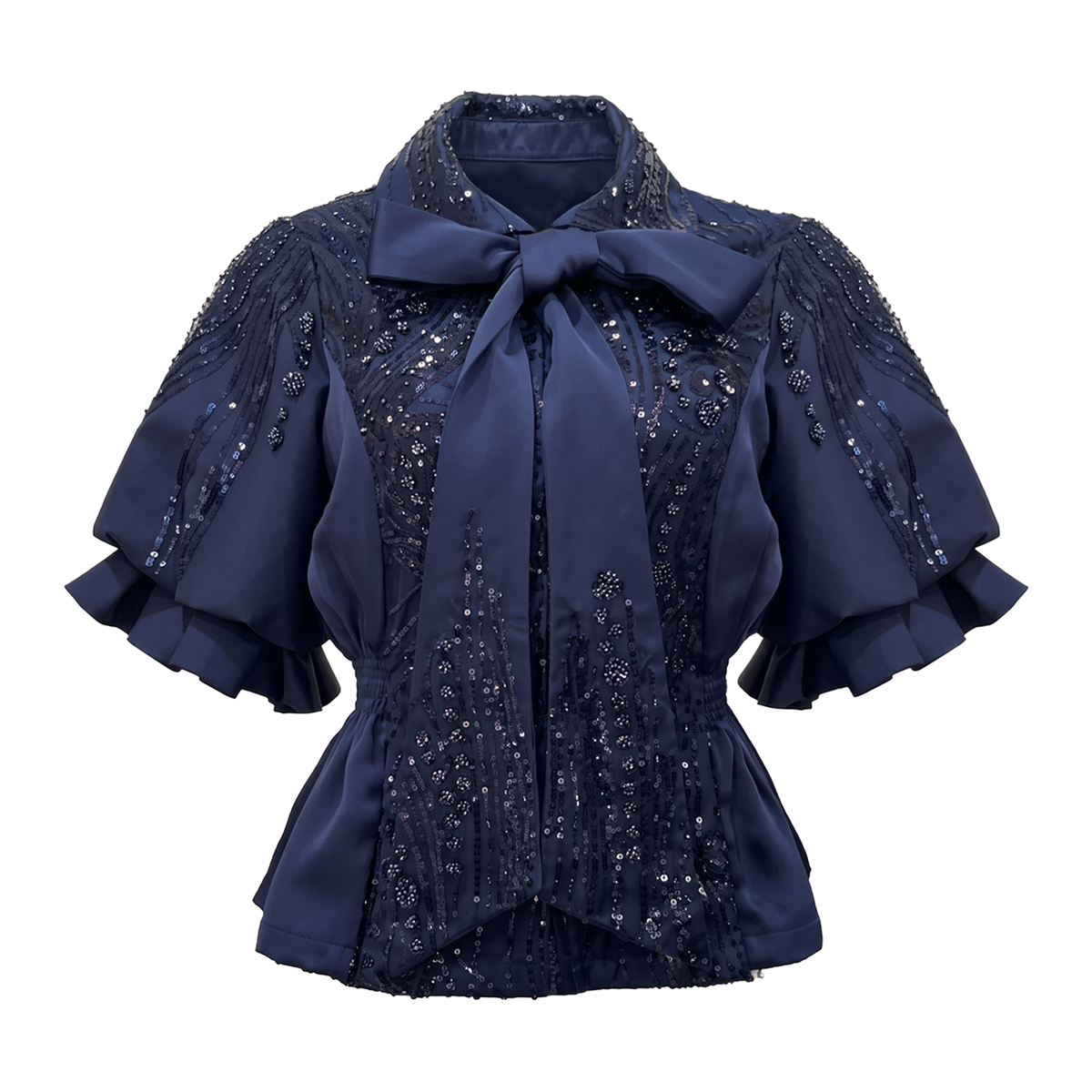 Signature Navy merindu lace top - 2MADISONAVENUE.COM