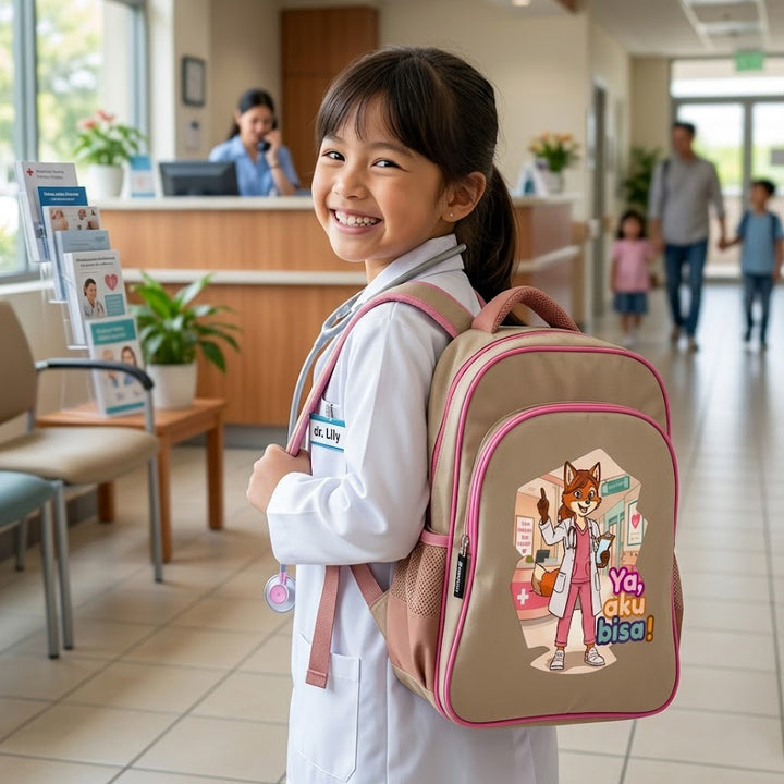 Aku Ingin Menjadi Dokter tas sekolah cream - 2MADISONAVENUE.COM