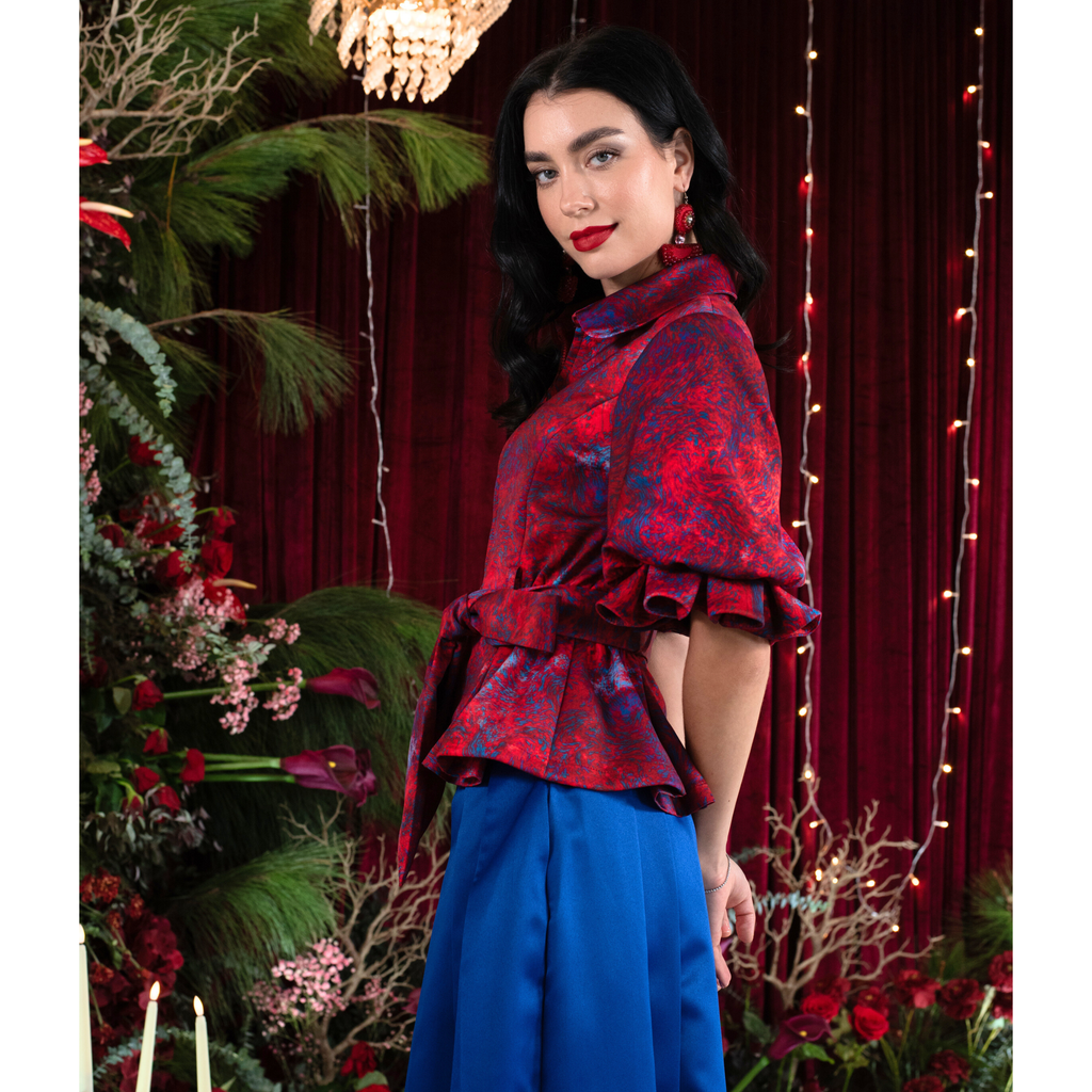 Abstract Red Blue New Miranda Ballon SLeeve