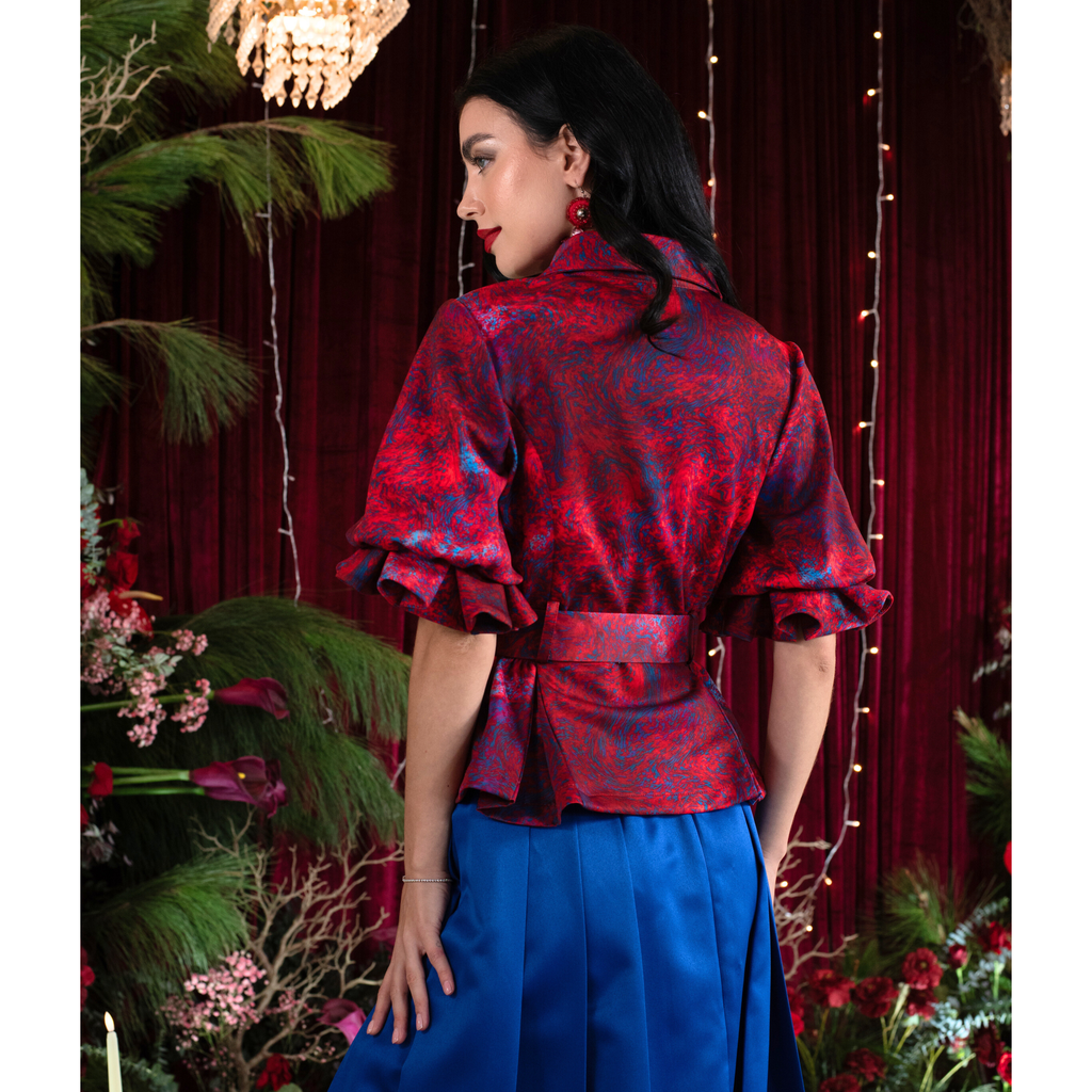 Abstract Red Blue New Miranda Ballon SLeeve