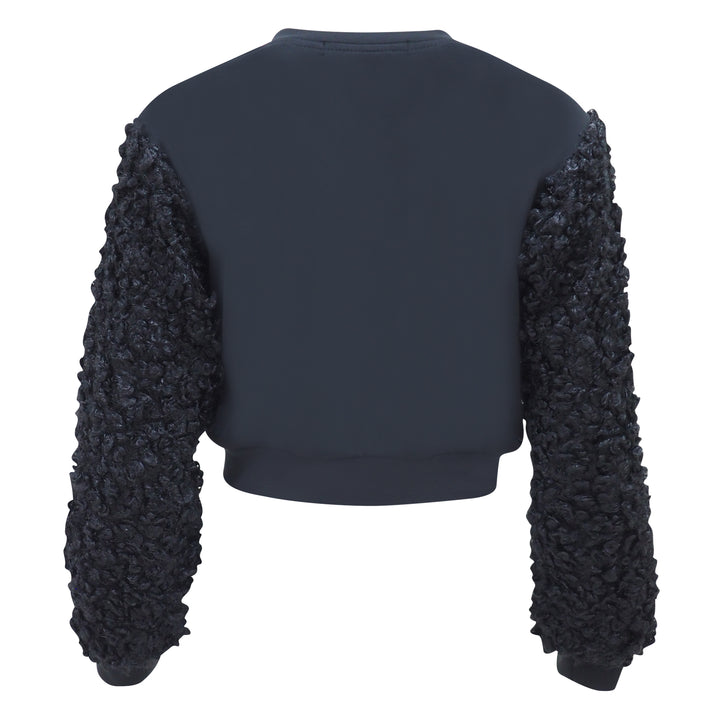 Be Mine Love Cropped Sweater in Black Fur (6916816633879)