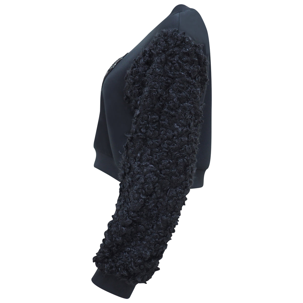 Be Mine Love Cropped Sweater in Black Fur (6916816633879)