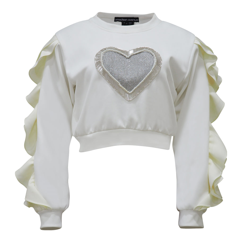 Be Mine Love Sweater White Cropped Top (6692977115159)
