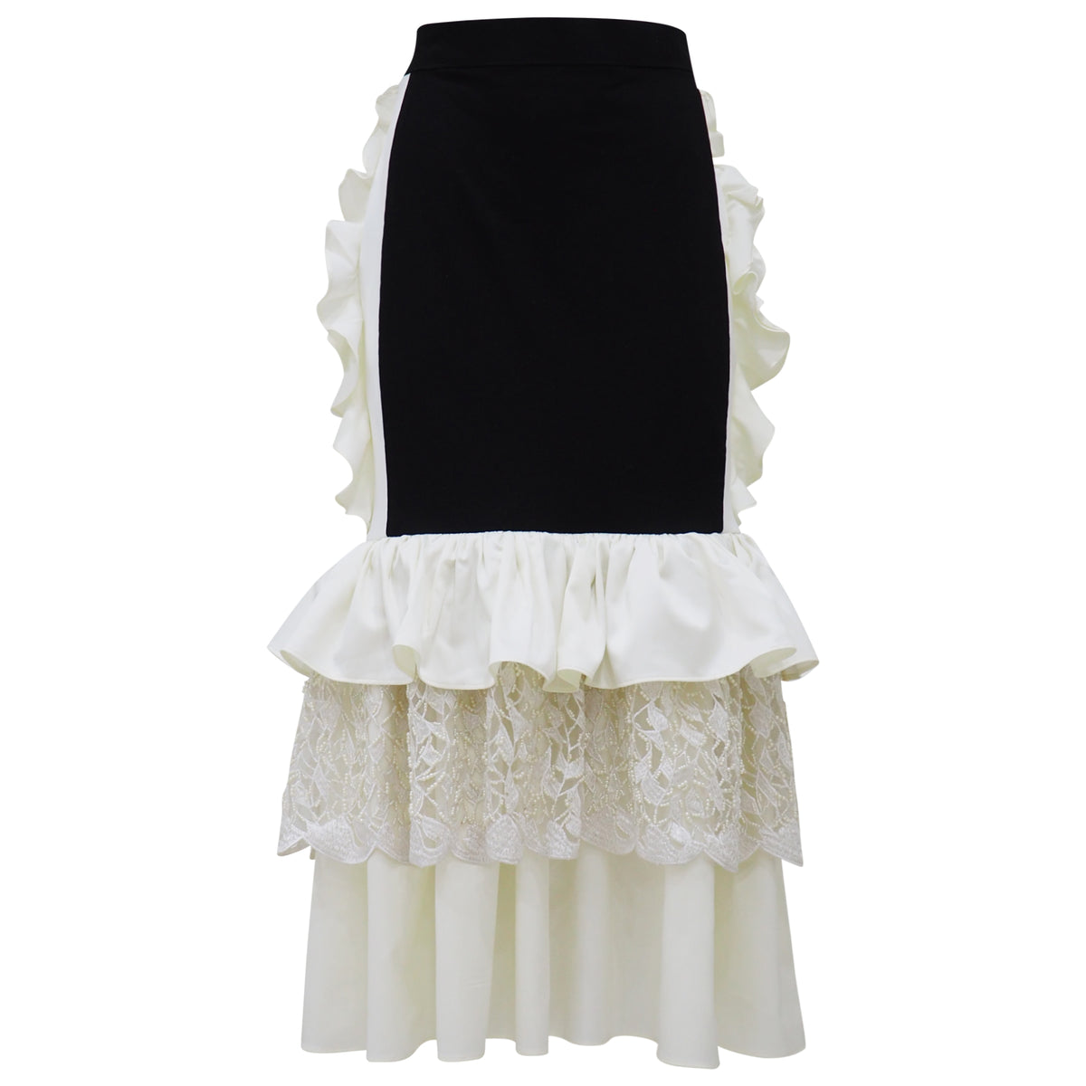 Royal Carrie Black and White Lace Skirt (6918544326679)