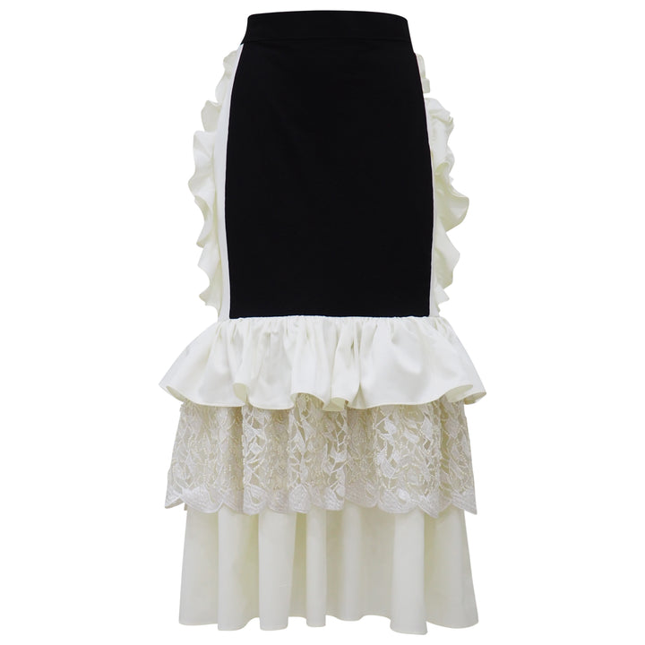 Royal Carrie Black and White Lace Skirt (6918544326679)