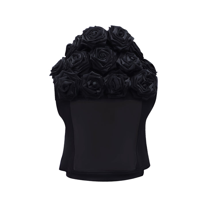Signature Black roses fancy cropped Vest (7389313400855)