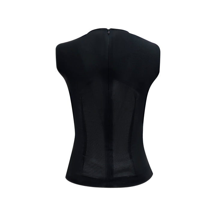 Signature Black square neck top with lace (7436737019927)