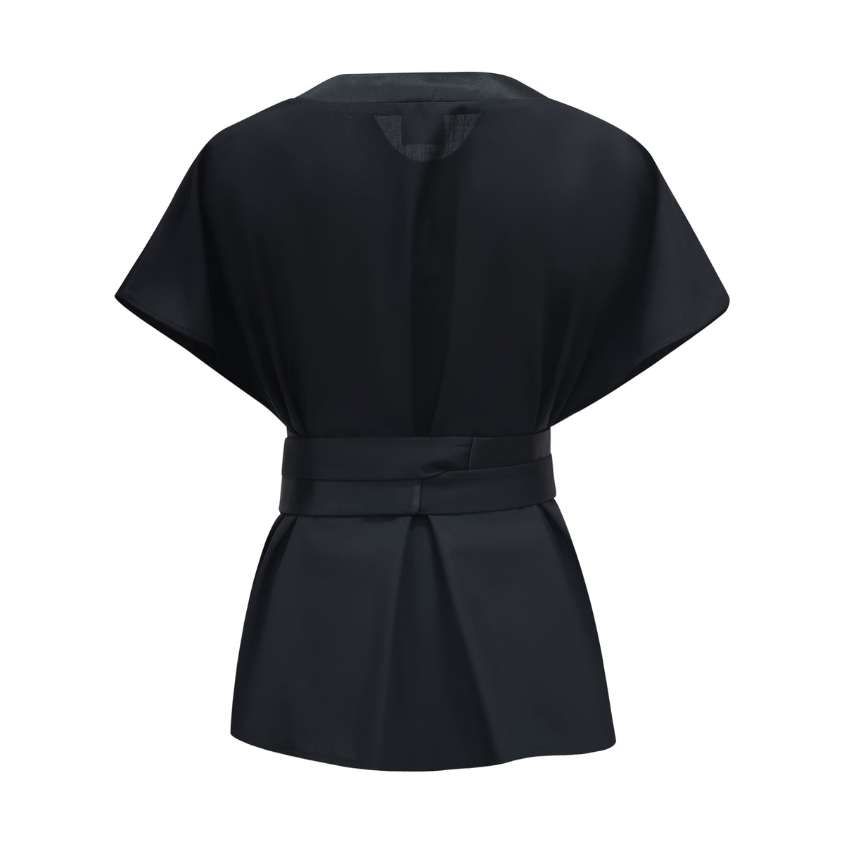 Basic Sateen V-neck Top in Black (6859070537751)