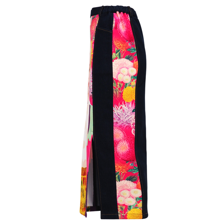 Marilyn Flower Passion Denim Gangsta Skirt (6861033439255)