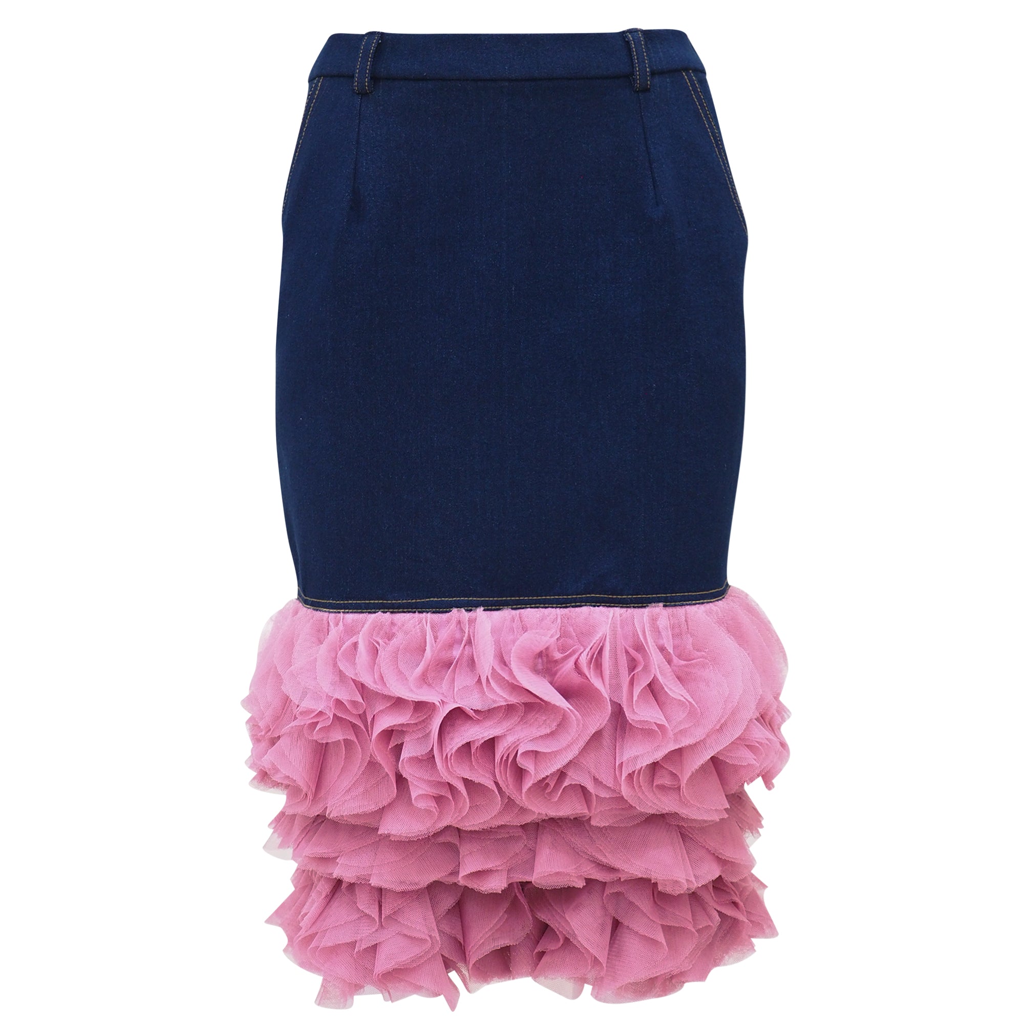 Becoming Royal Carrie Denim Tulle Pink Skirt