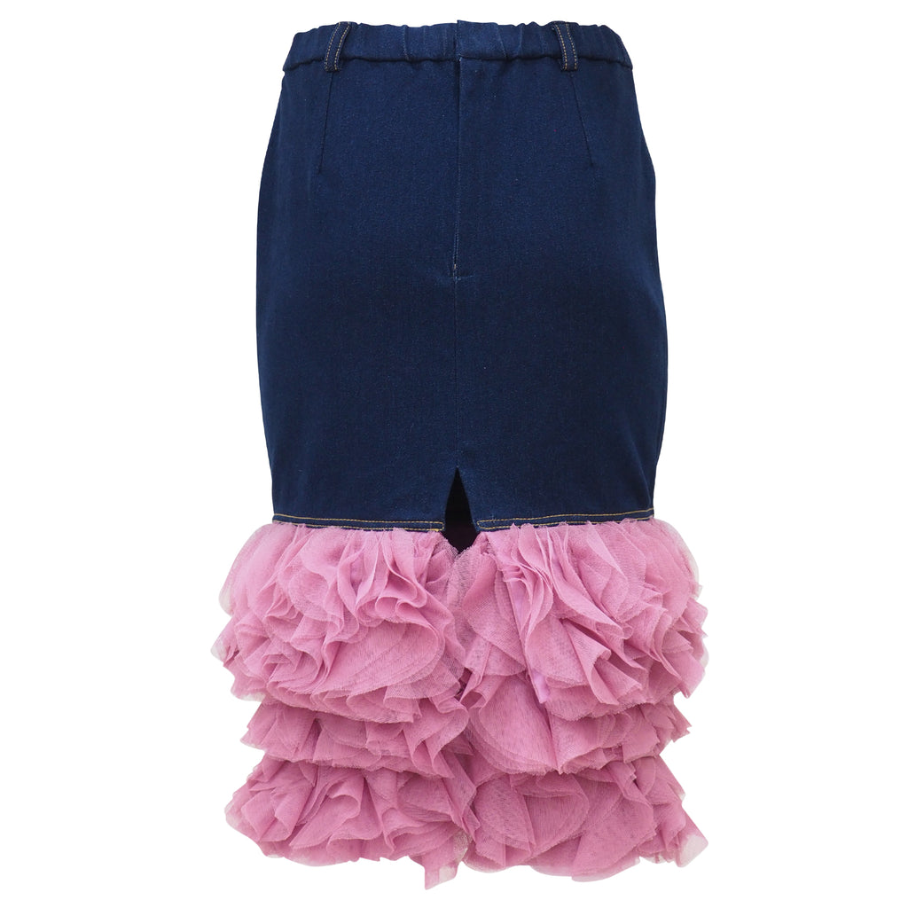 Becoming Royal Carrie Denim Tulle Pink Skirt (6903153328151)