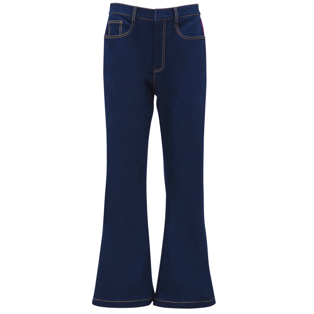 Becoming Denim Bell Bottom Pant With Knit Fuchsia (6903151820823)