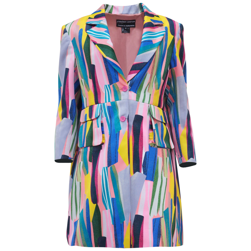 Curvy Abstract Passion Mid-Length Blazer (6828371574807)
