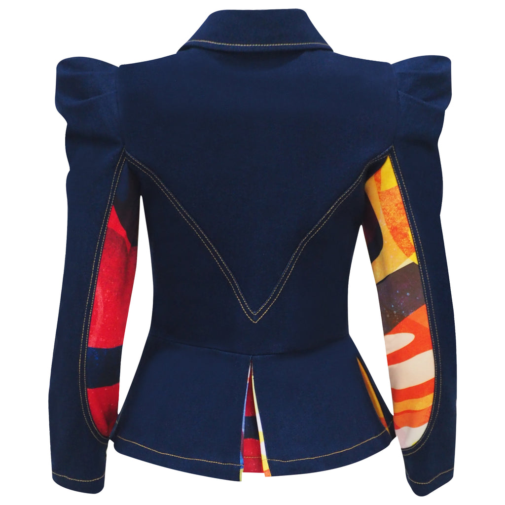 Becoming Abstract Agnez Blazer Denim Top with Sequince (6928159637527)