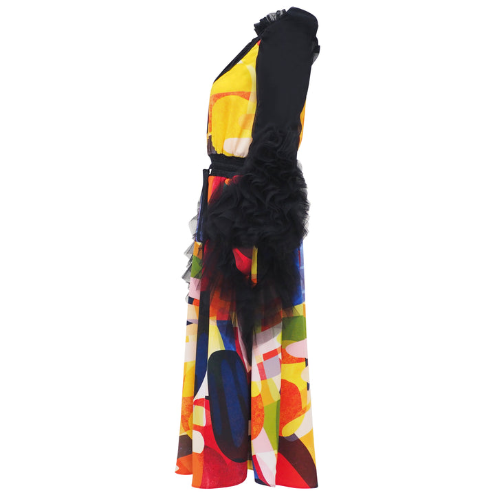 Becoming Abstract Selena Black Medium Dress (6928709058583)