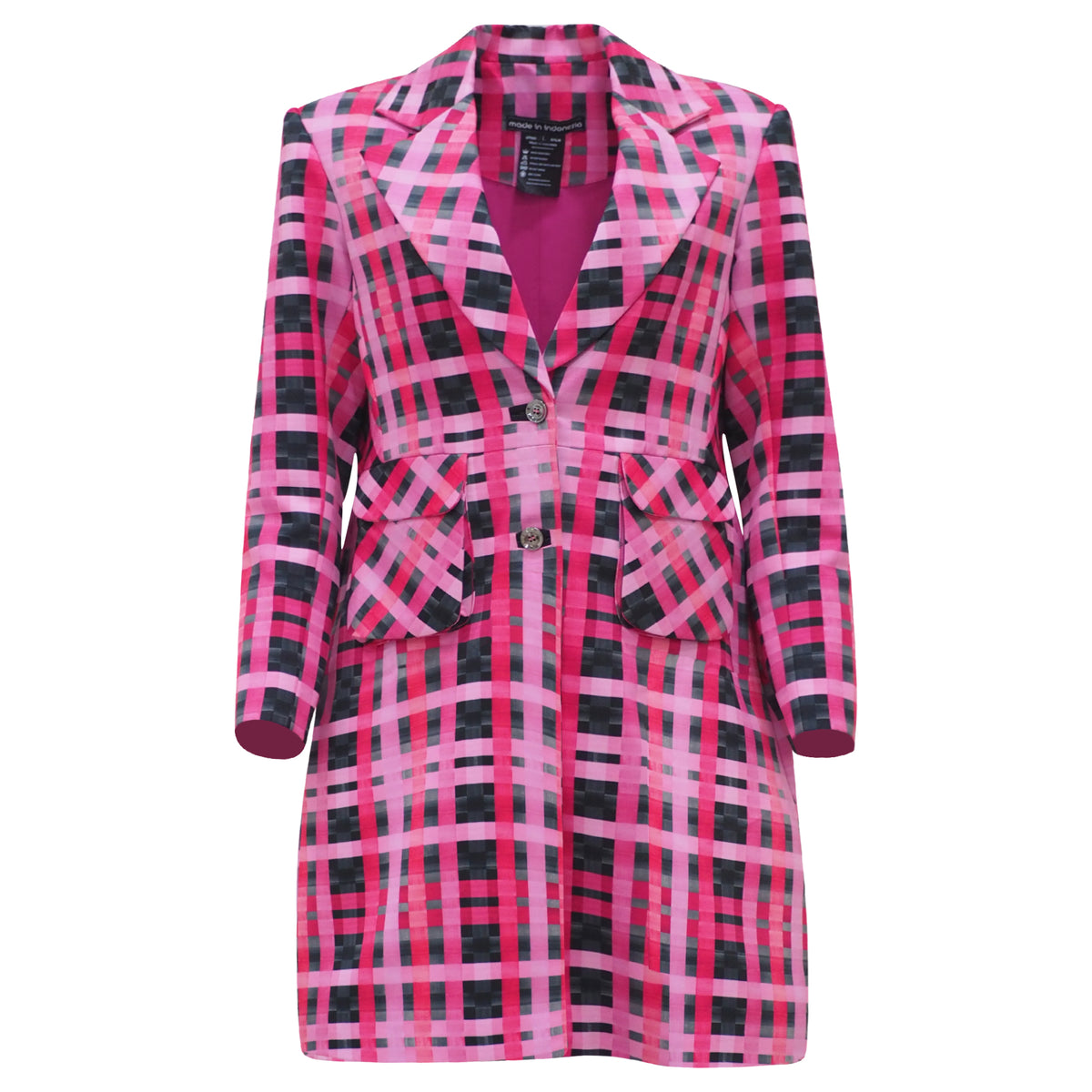 Becoming Gingham Black Pink Mid-Length Blazer (6888024506391)