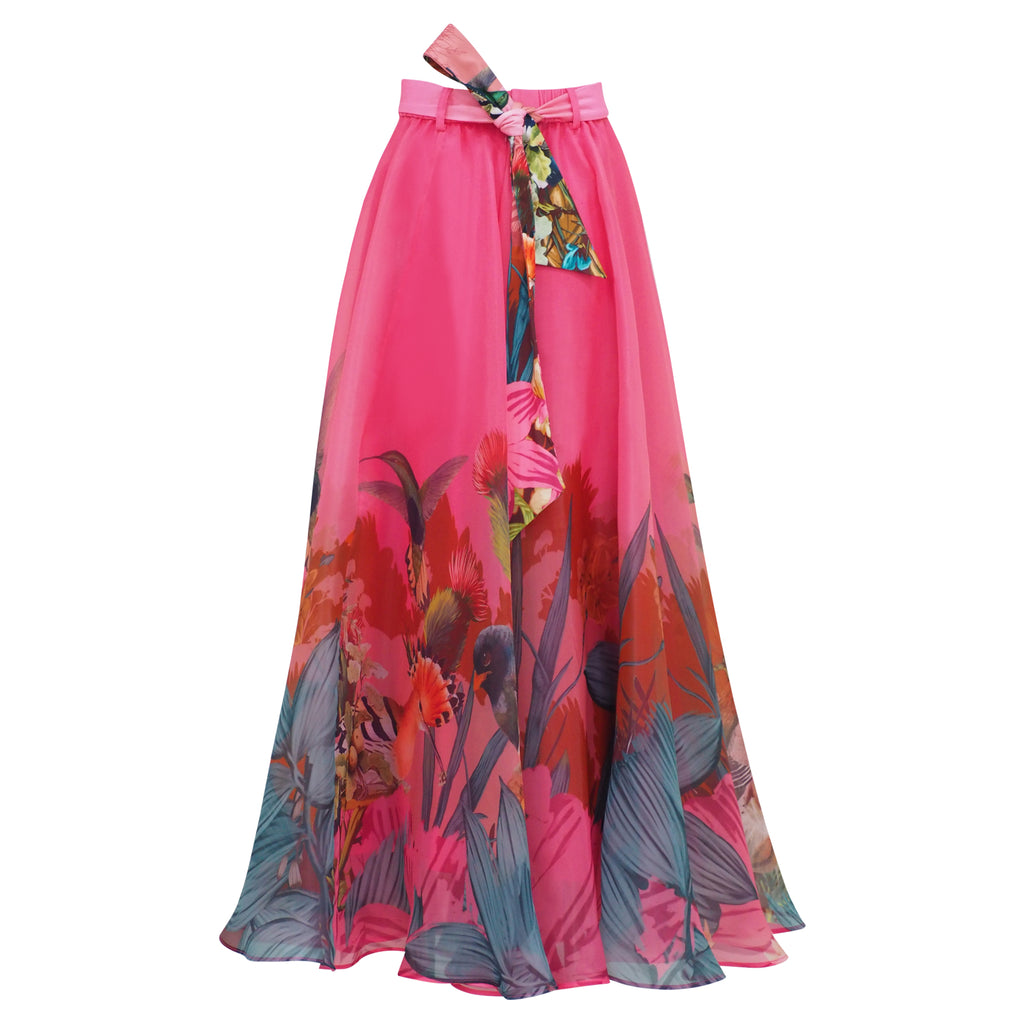 Central Park Pink Organza Long Skirt (6969680822295)
