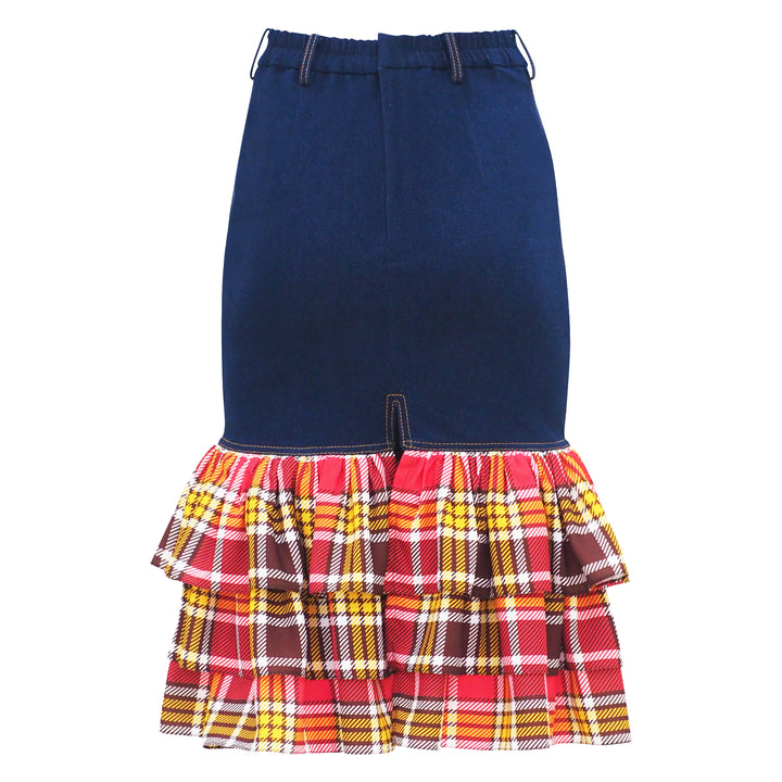 Plaid Red Carrie Denim Skirt (6969677152279)