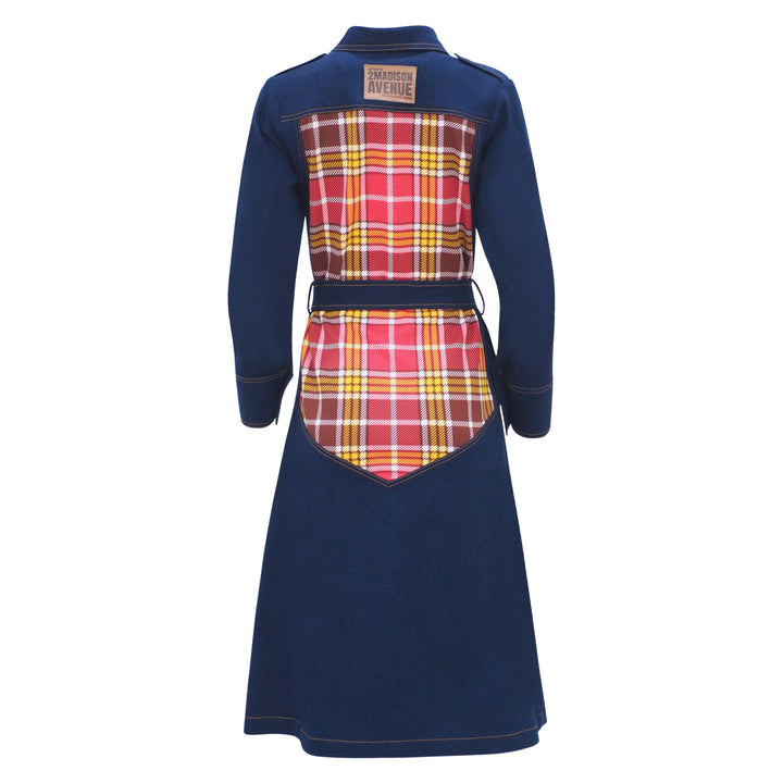 Plaid Red Gangsta Denim Long Jacket (6969671581719)
