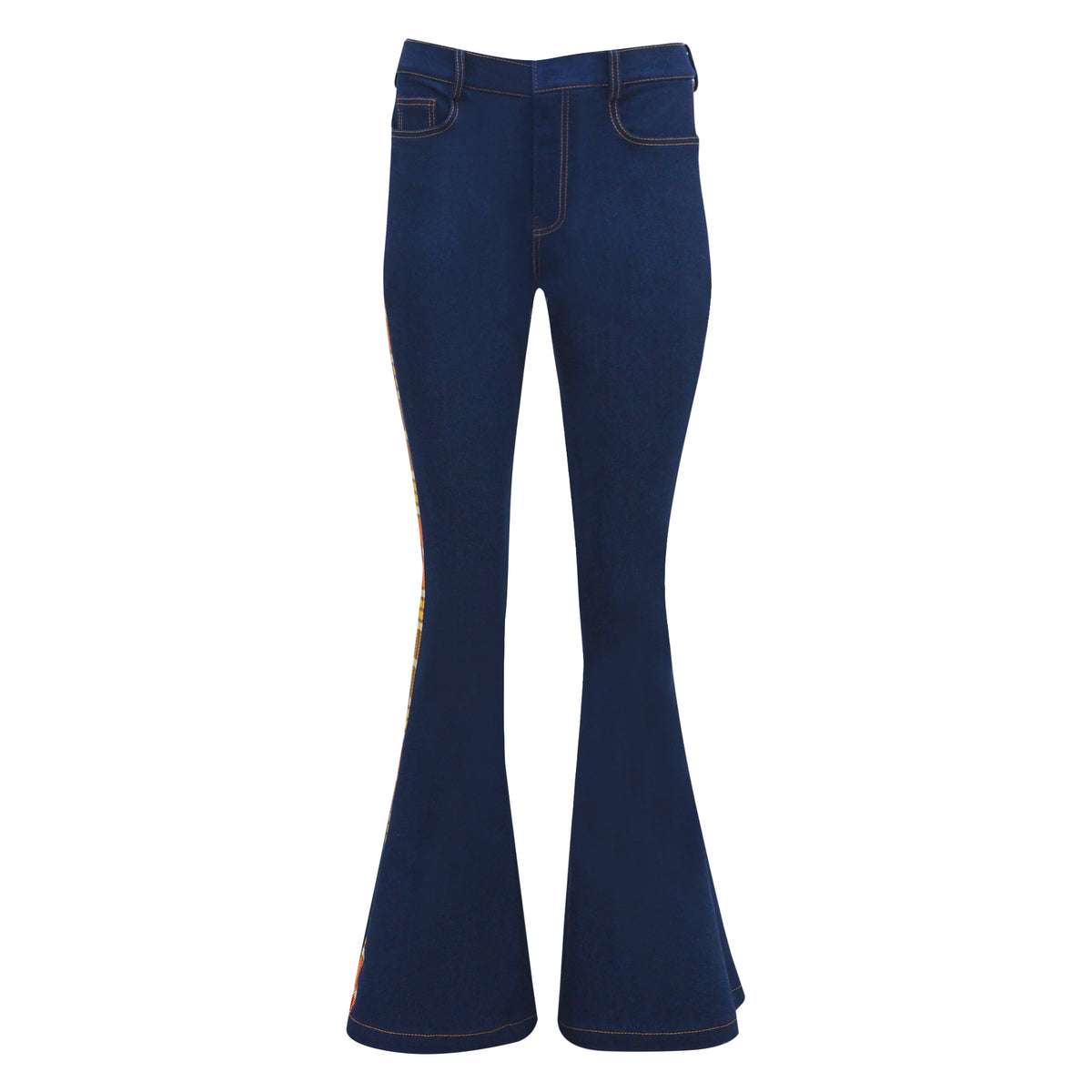 Plaid Red Signature Denim Bell Bottom (6969674006551)