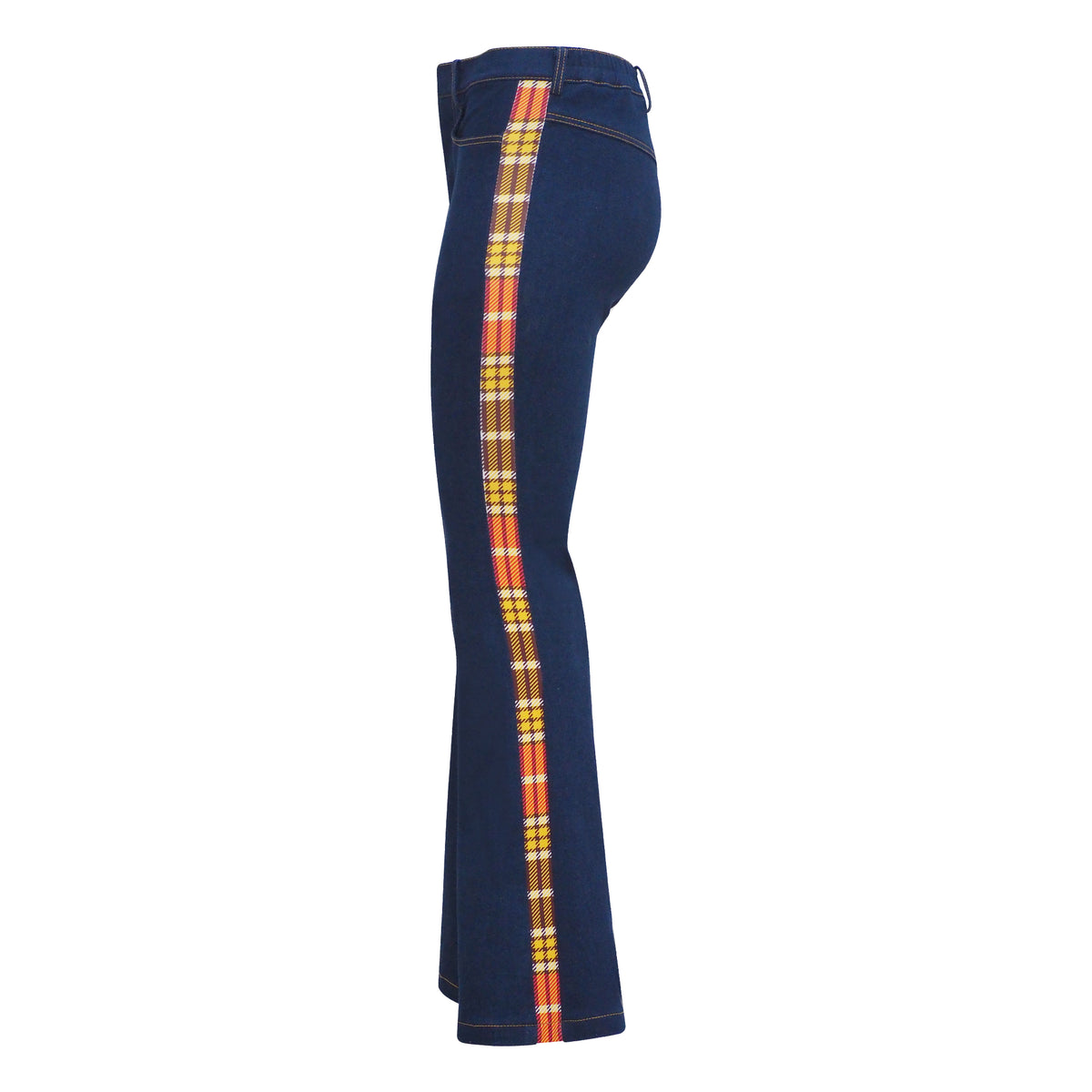 Plaid Red Signature Denim Bell Bottom (6969674006551)