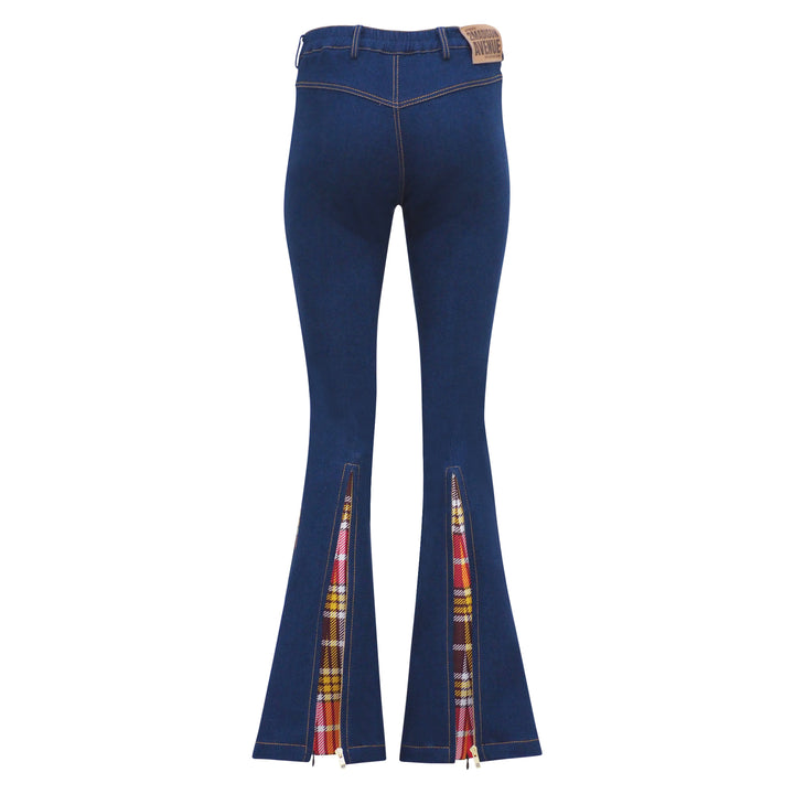 Plaid Red Signature Denim Bell Bottom (6969674006551)