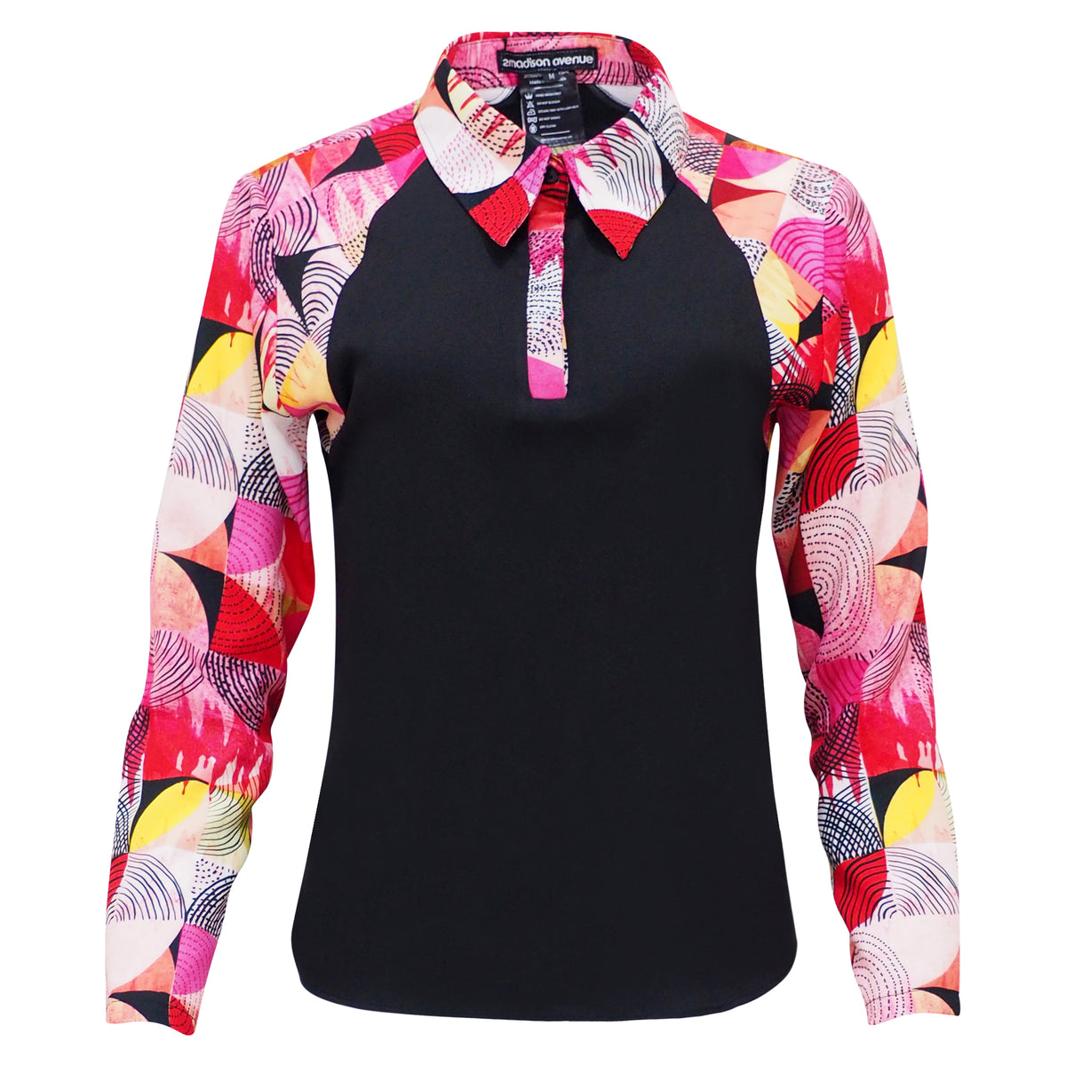 Central Abstract Red groovy black top (6978506162199)