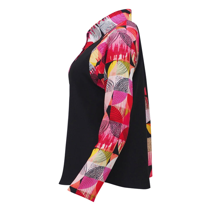 Central Abstract Red groovy black top (6978506162199)