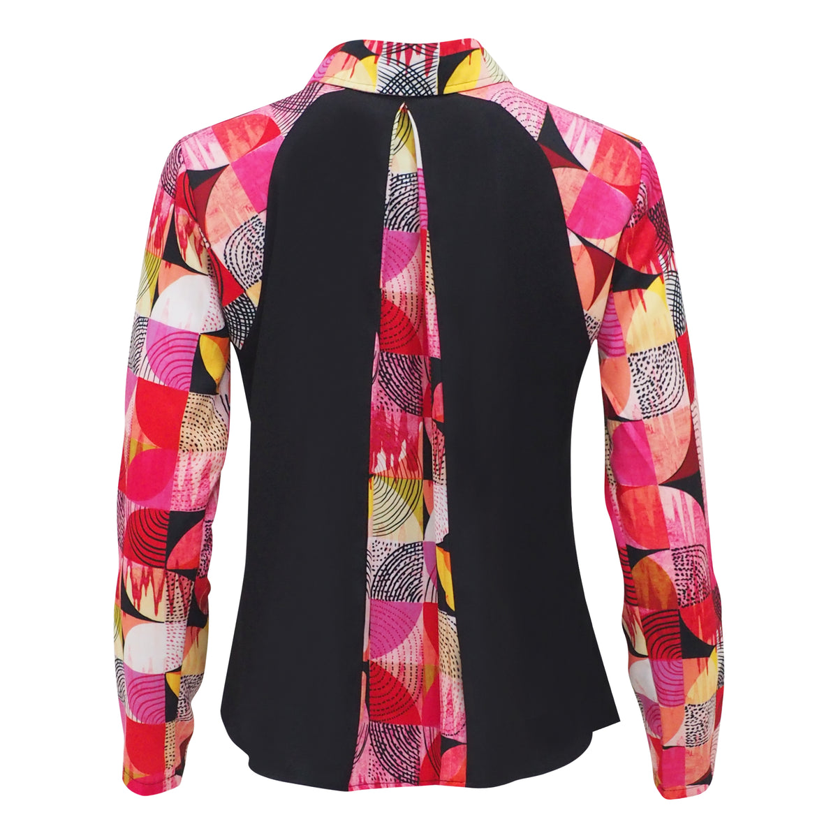 Central Abstract Red groovy black top (6978506162199)