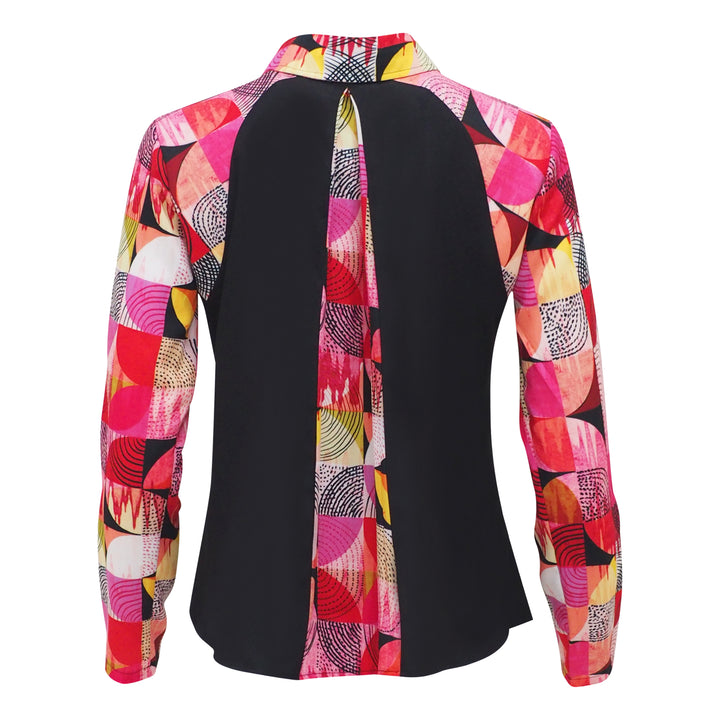 Central Abstract Red groovy black top (6978506162199)