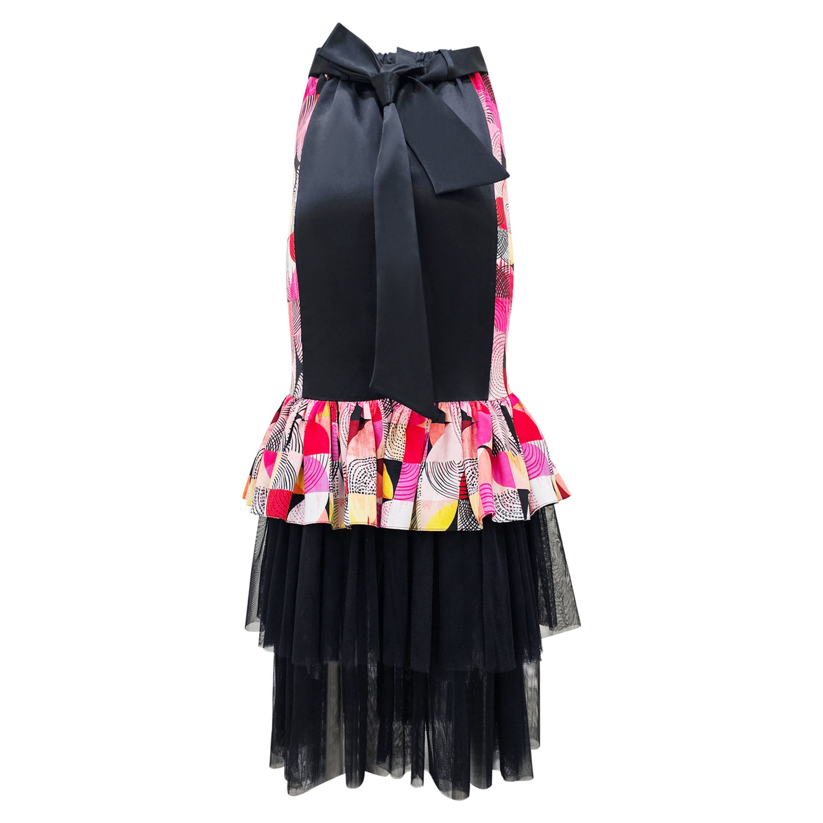 Central Abstract Red carrie long black skirt (6992683040791)