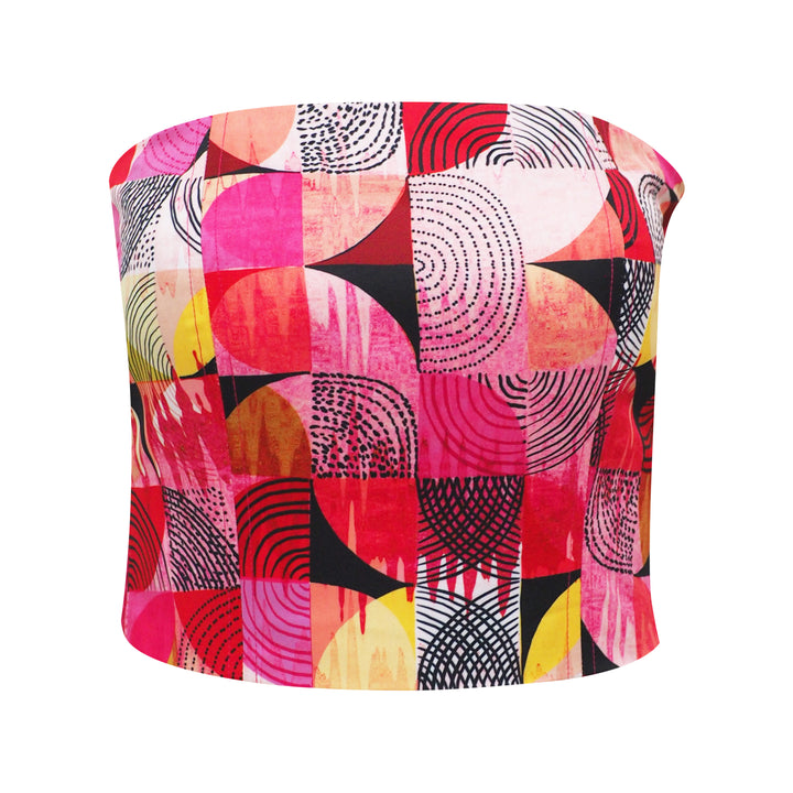 Central Abstract Red bustier top (7010377826327)