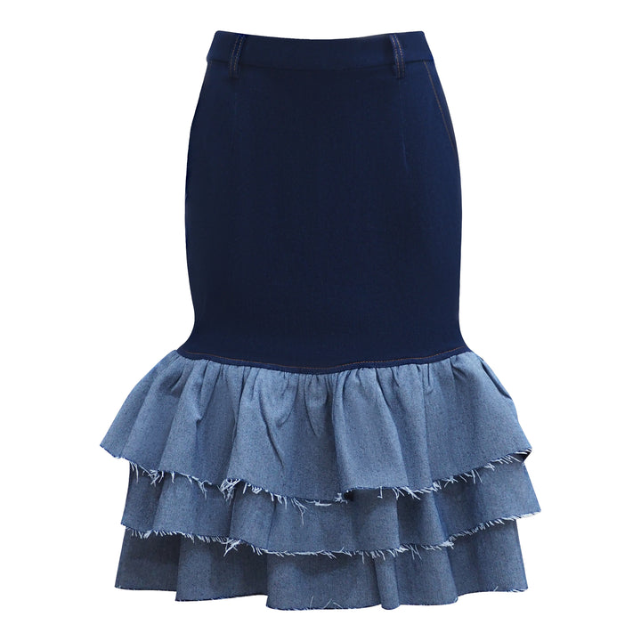 Denim Carrie Skirt in Chambray (7015063846935)