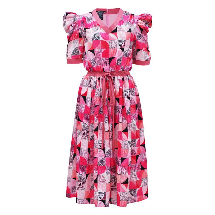 Central Abstract Pink Tiffany medium pink dress (7118316666903)