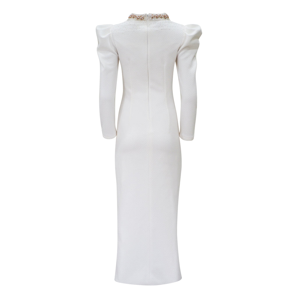 Central Celebration new queen long white waffle dress (7011177234455)