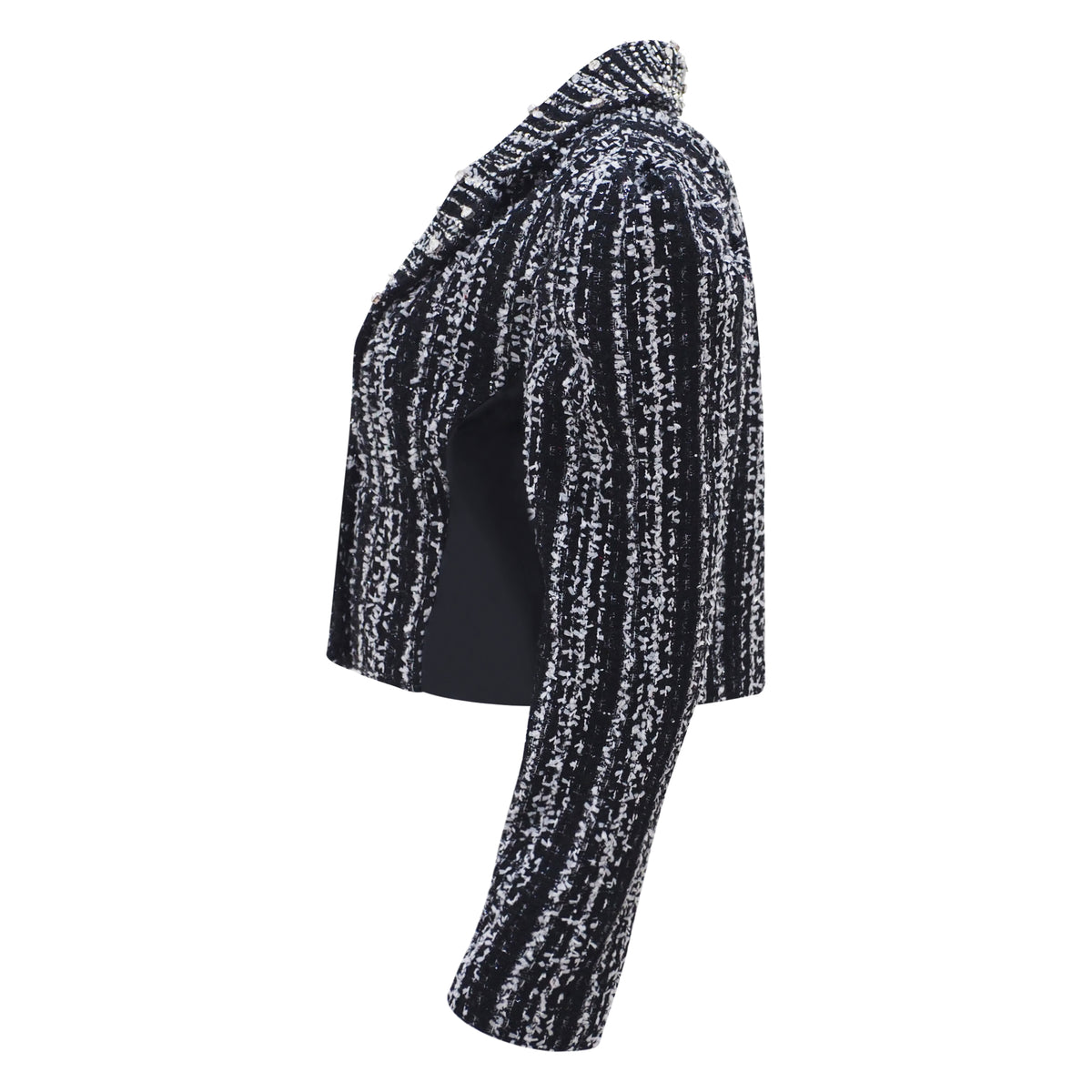 Multifabric Agnez Wool Black Blazer with Sequince (7021563740183)
