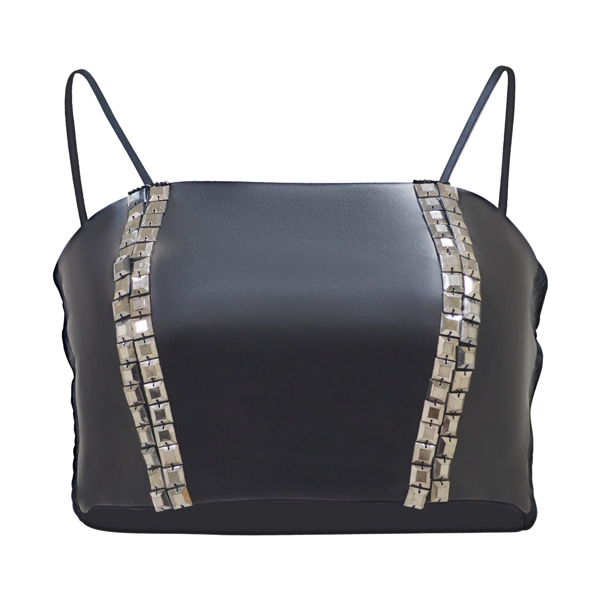Bra Leather Top with sequince #2 (7021570654231)