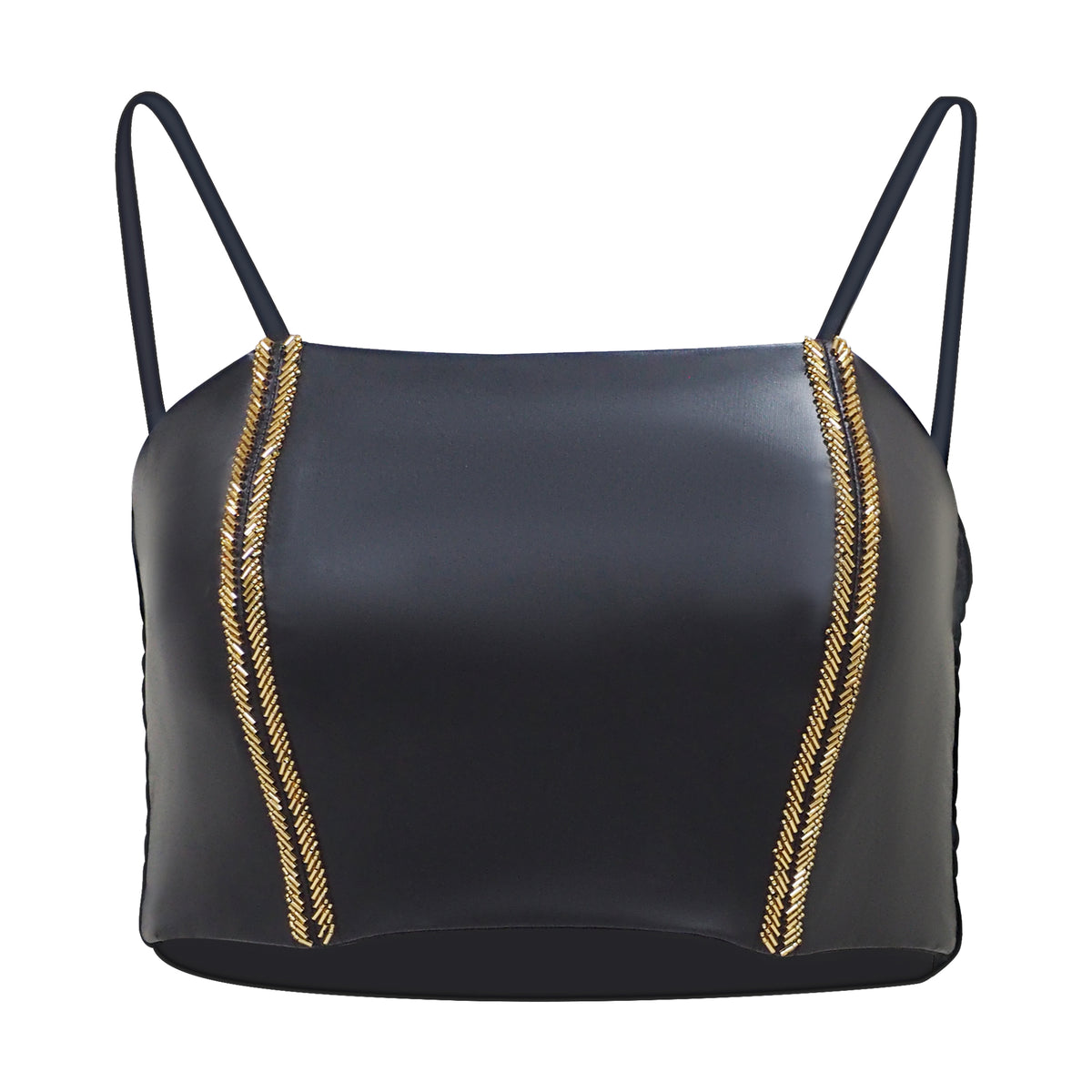 Bra Leather Top with sequince #1 (7021570457623)