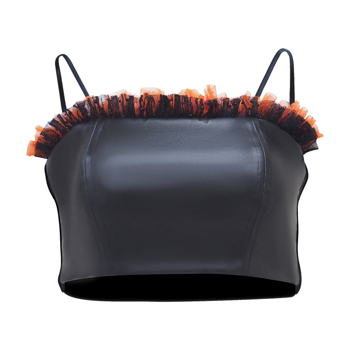 Bra Leather Top with tulle (7021570818071)