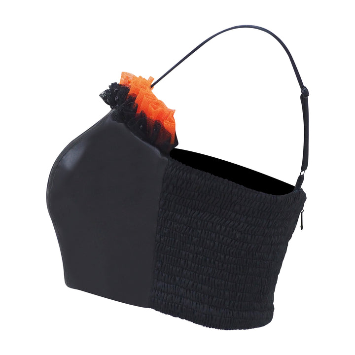 Bra Leather Top with tulle (7021570818071)