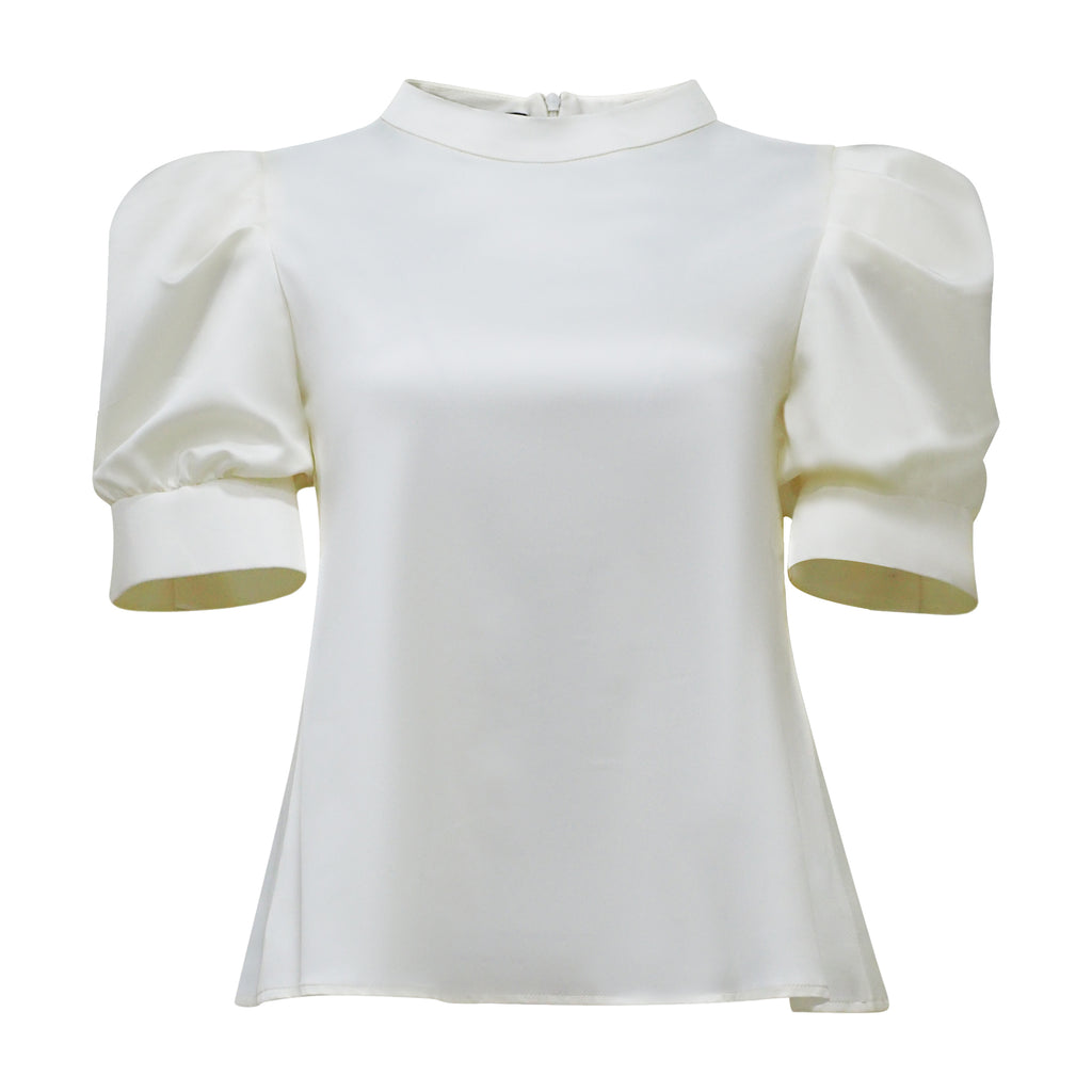 Agnez White Silk T-Shirt (7036529278999)