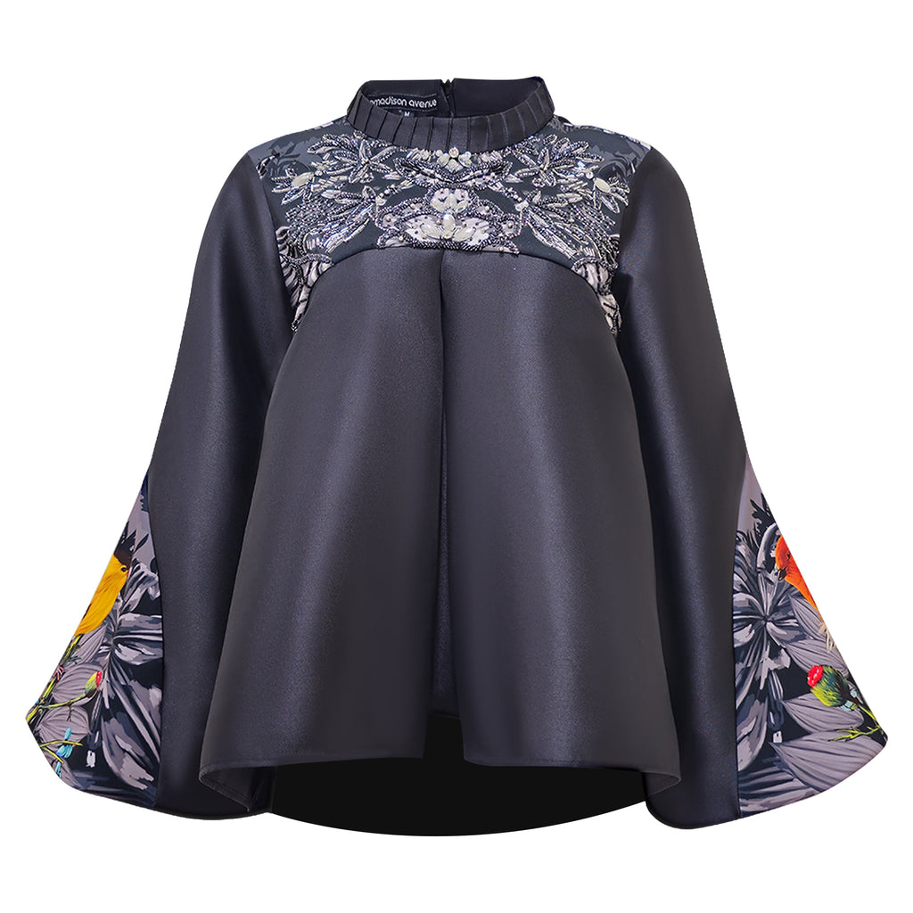 Central Park Black morocco top with lace (7045691605015)