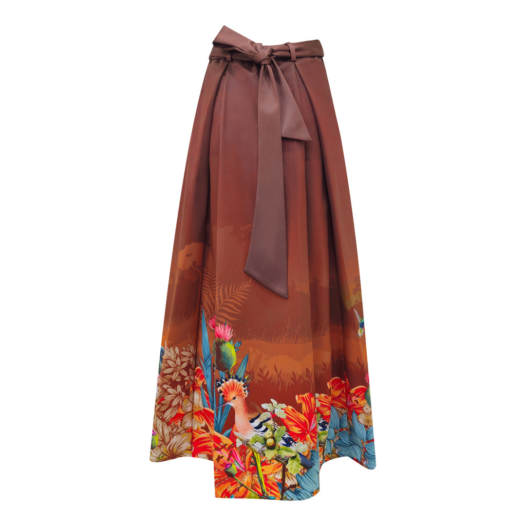 Central Park Brown kahlo fancy long ball skirt (7045673287703)
