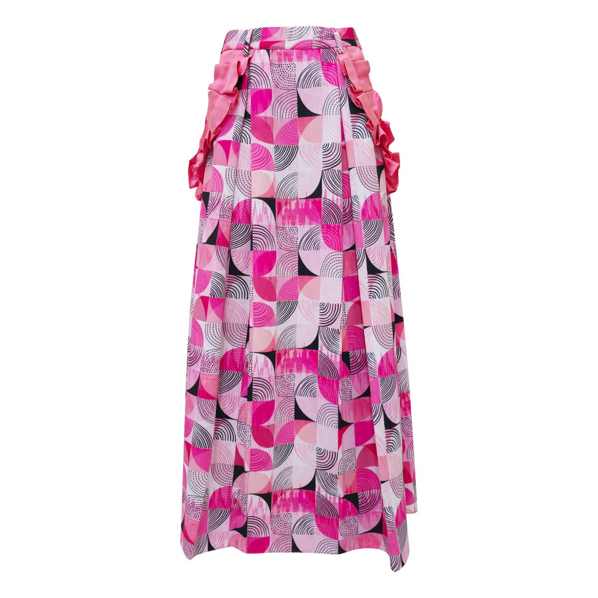 Central Abstract Pink Kahlo long ball skirt (7118317289495)