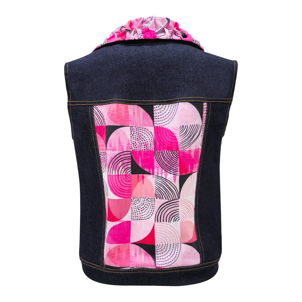 Central Abstract Pink denim fancy vest (7118314143767)