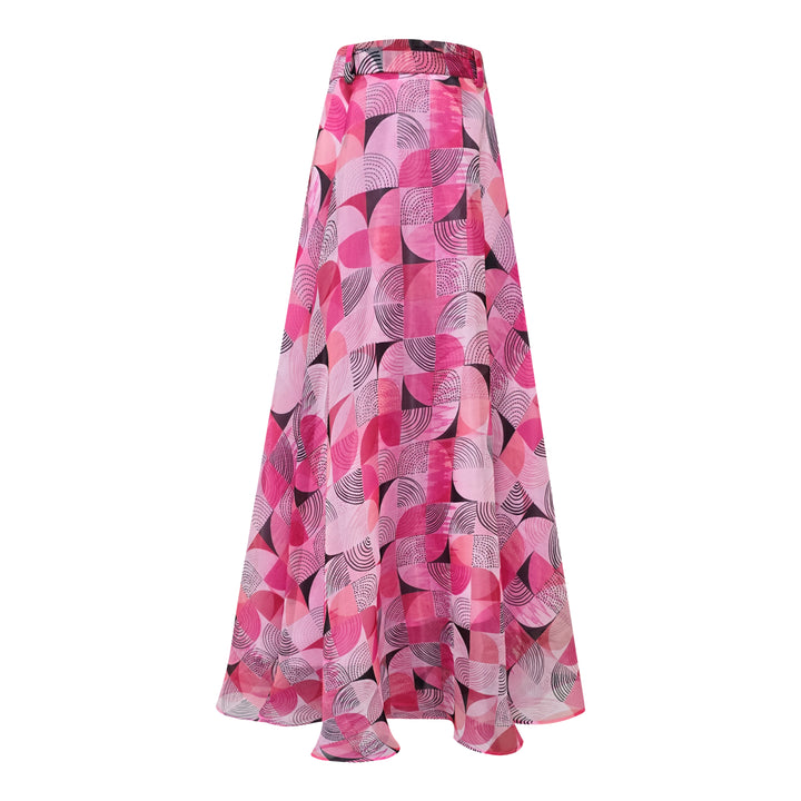 Central Abstract Pink organza long skirt (7118378860567)