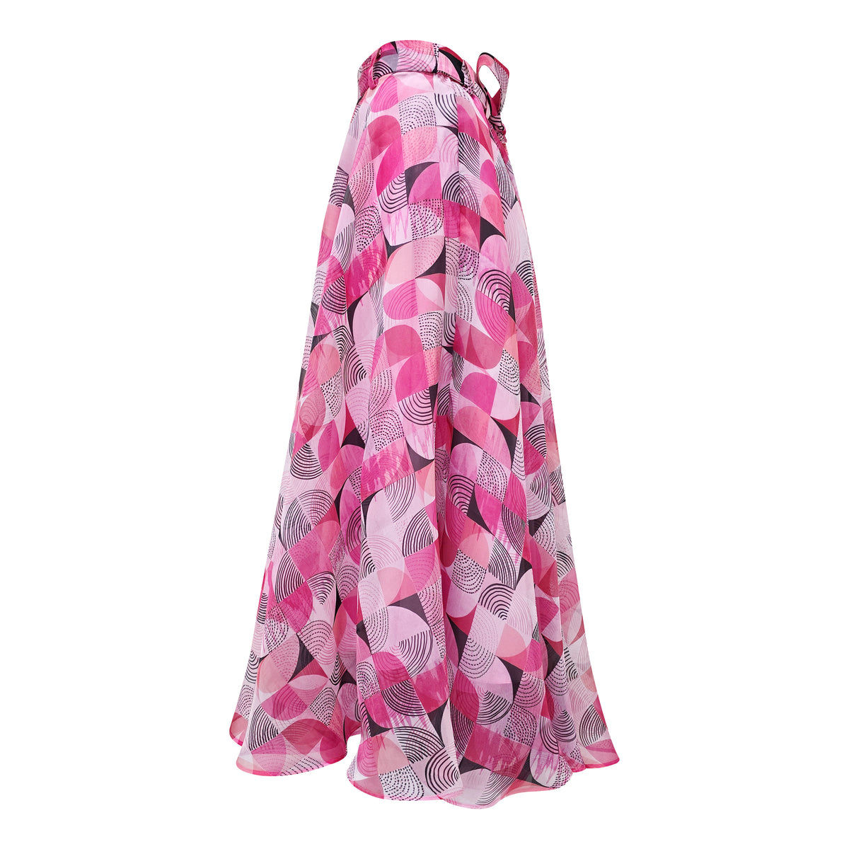 Central Abstract Pink organza long skirt (7118378860567)