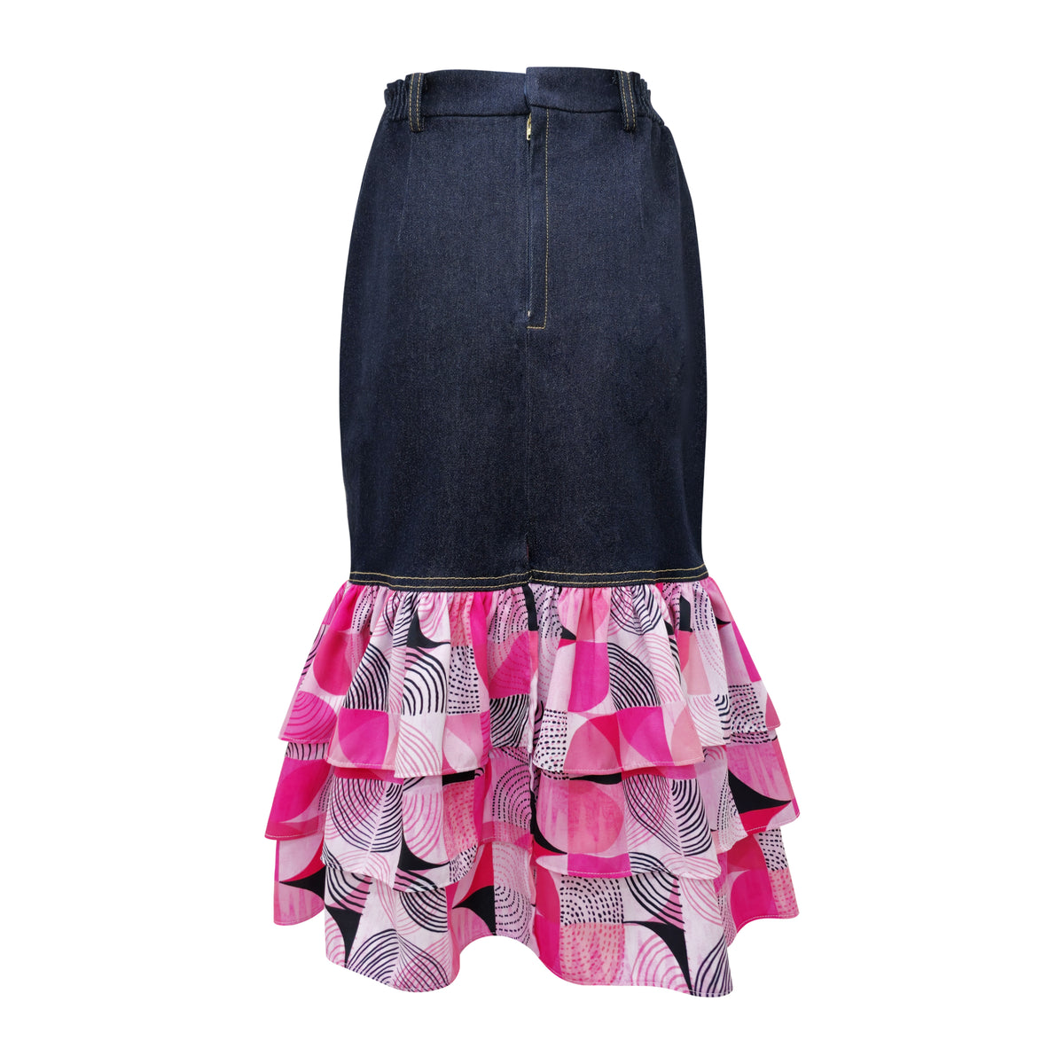 Central Abstract Pink Carrie denim skirt (7118318305303)