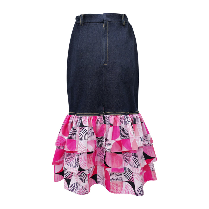 Central Abstract Pink Carrie denim skirt (7118318305303)